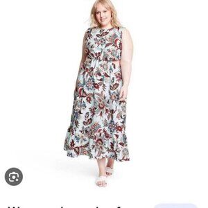 Rhode x Target Blue Leafy Floral Print Cut Out Ruffled Dress XXL NWT